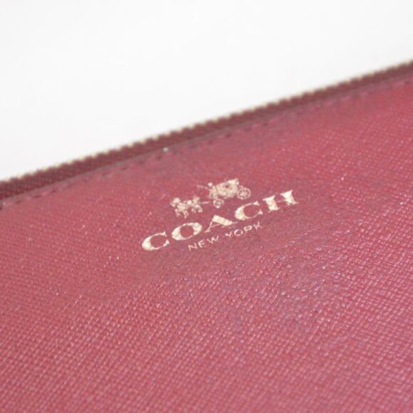 Coach Maroon Mulberry Leather Zip Clutch/Wristlet - Picture 4 of 8